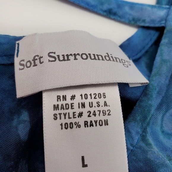 LONG SLEEVE SHIRT Womens SOFT SURROUNDINGS Size Large Blue Watercolor - Picture 5 of 9